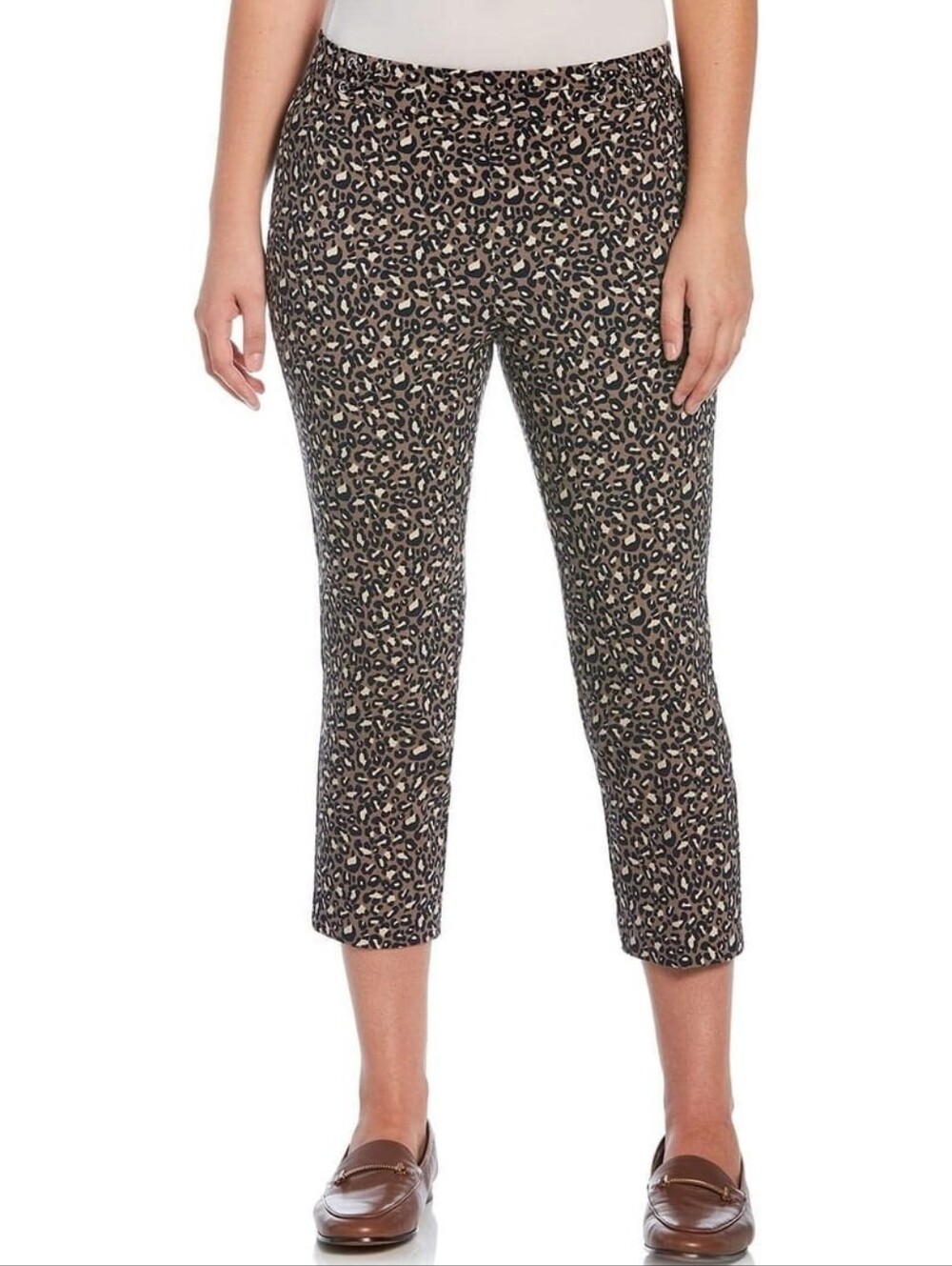Rafaella Navy Animal Print Pull-On Capri Pants Size 18